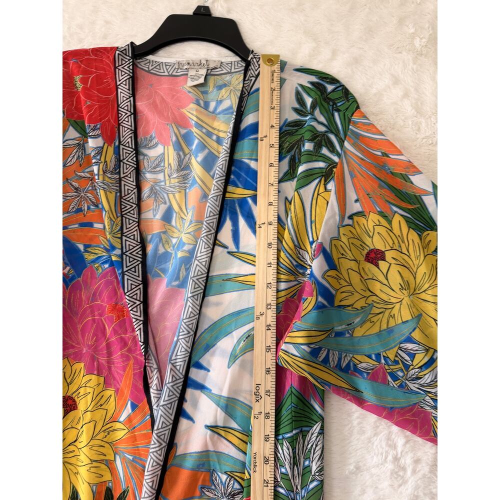 Freemarket Flying Tomato Kimono Cardigan Womens M Boho Floral Duster Open Front - Picture 6 of 6